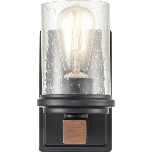 Taos 1 Light 4.75 inch Matte Black/Wood Grain Bathroom Wall Sconce Wall Light